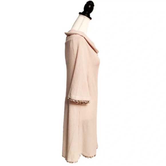 EASEL Waffle Knit Roll Neck Longline Sweater Tunic Dress - Picture 3 of 9